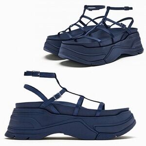 Zara navy blue wedges
